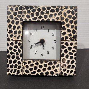 Safari Wood Clock Giraffe Print Shelf Size African Animal Theme Made in India